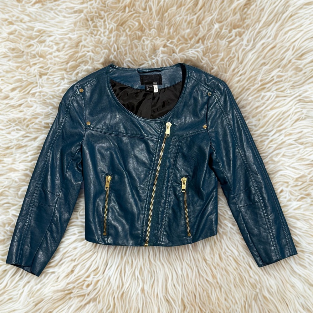 H&M Teal Leather Jacket